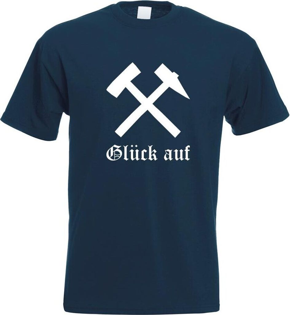 Kiwistar - T-Shirt - Navy - Glück auf! - Bergbau - Kumpel Motiv Bedruckt Funshirt Design Print - mit Motiv Bedruckt - Funshirt Design - Sport - Fr...