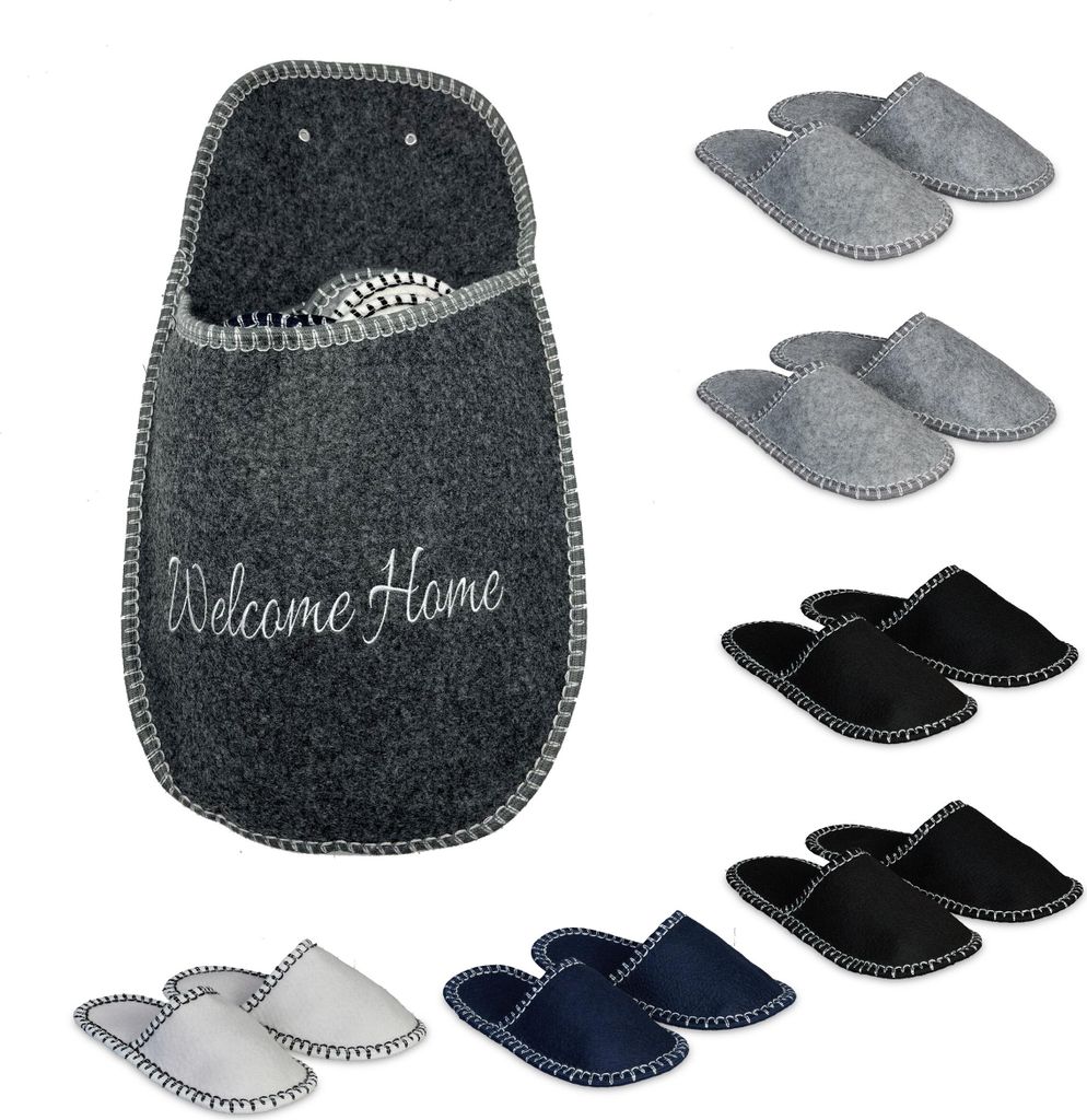 Pantofole da ospite Relaxdays, 6 paia, pantofole, sacchetto Immagine del prodotto 