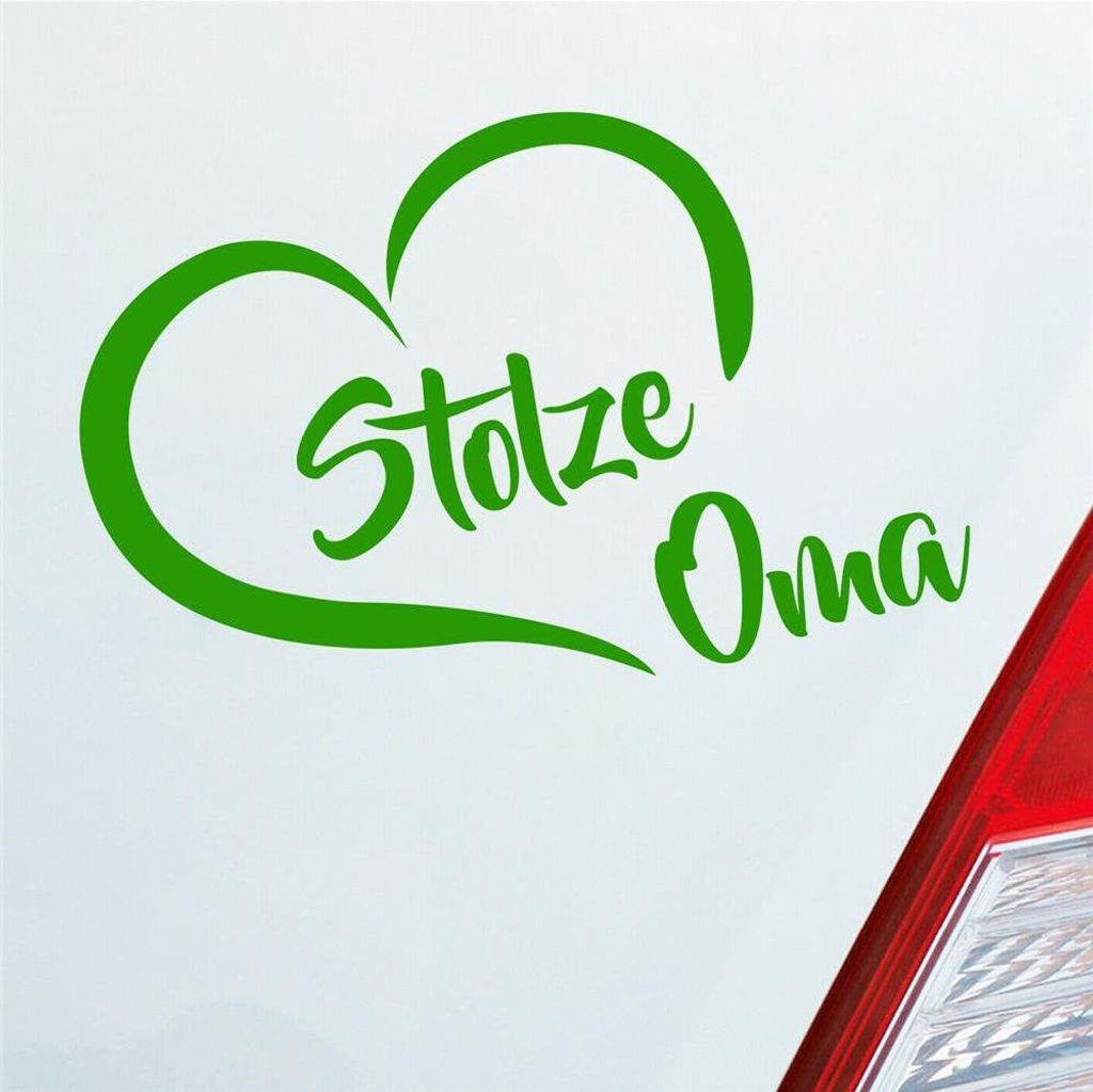 Auto Aufkleber Stolze Oma Liebe Herz Großmutter Enkel 14x10 cm Hellgrün Sticker Heckscheibenaufkleber