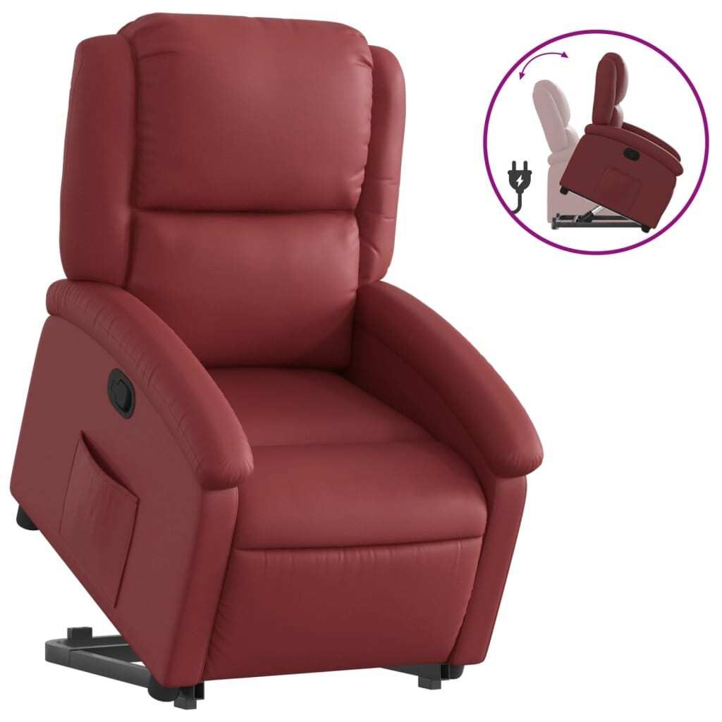 "SALE 2026"Relaxsessel- TV-Sessel - Einzelsofa elegantes Design - mit Aufstehhilfe Weinrot Kunstleder - 71x86,5x99,5cm - Couchsessel DEMöbel267888