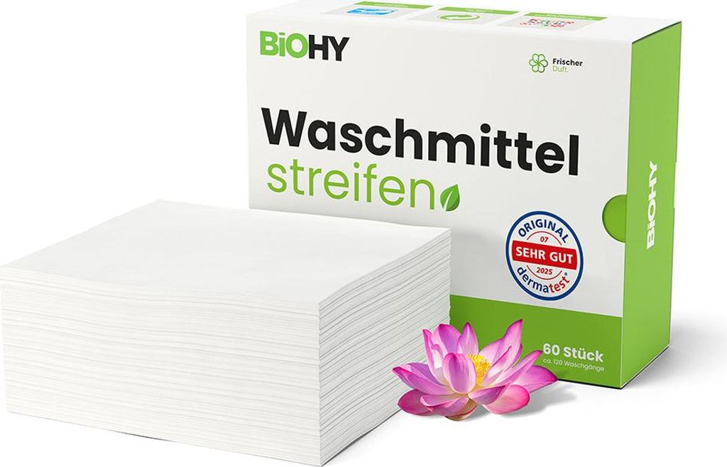BiOHY Waschmittel Blätter, Waschmittel Streifen, Produktbild 