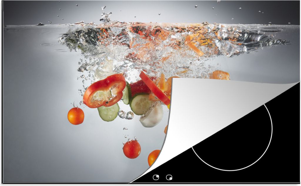 KitchenYeah Herdabdeckplatte Gemüse - Wasser - Gurke , 89x51cm, Küche Deko, Glaskeramikfeld Herdabdeckung, Abdeckplatte fùr Kochfeld