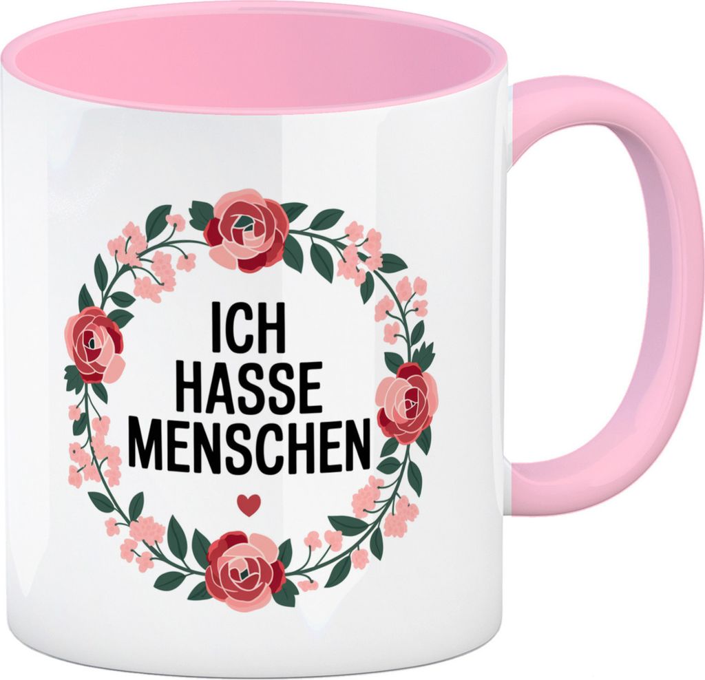 Ich hasse Menschen Blumensprache Kaffeebecher in rosa