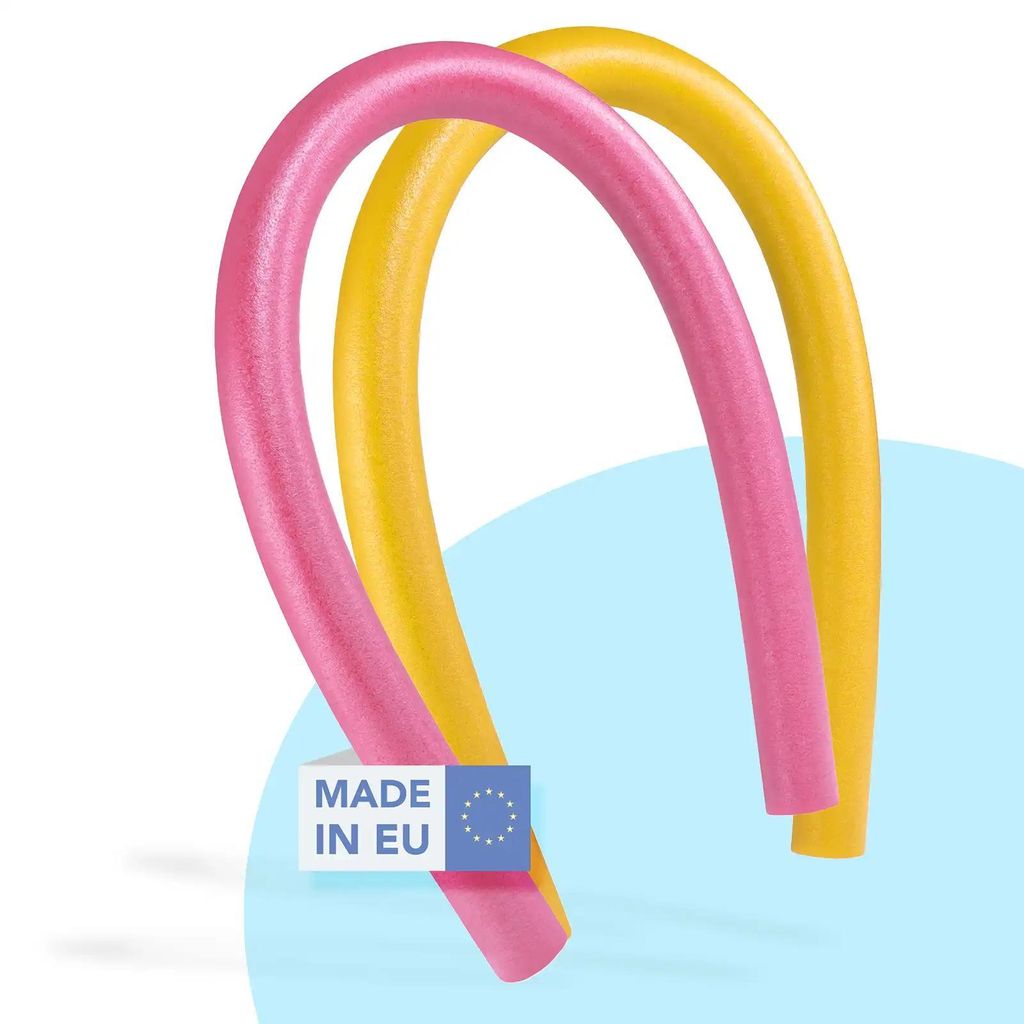 WEKOFUN 2er Set Schwimmnudel 160 cm Poolnudel für Kinder & Erwachsene – Wassernudel für Badespaß & Aqua Fitness, PE-Schaum – Farbe: Pink & Gelb