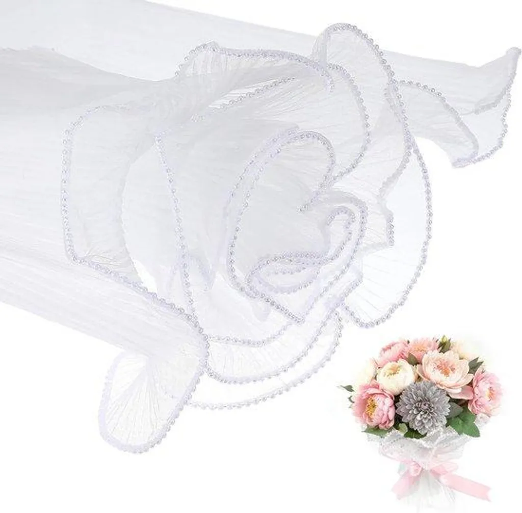 Papier à fleurs blanc imperméable décoratif - Rouleau 4 yards à nouer