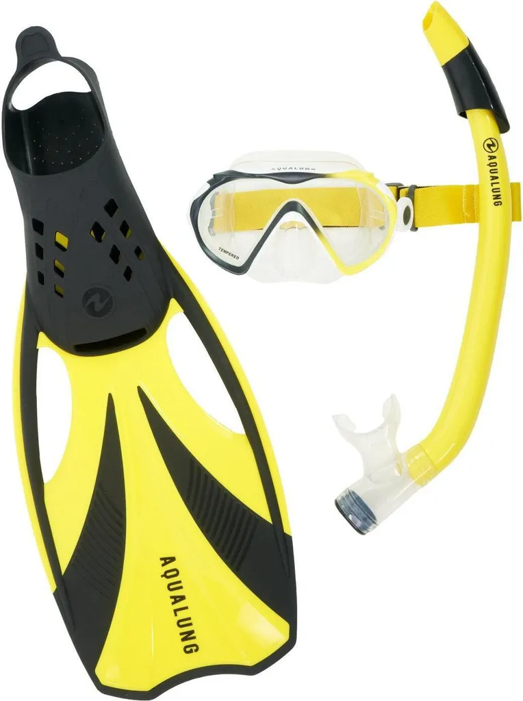 Panoplie de Snorkeling Enfant Aquasphere 2024 Jaune avec Palmes S