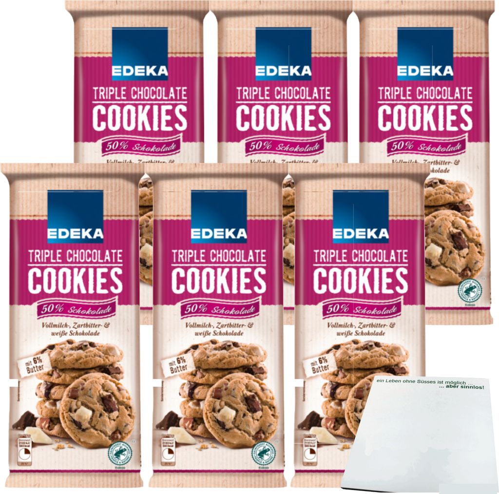 EDEKA Triple Chocolate Cookies 6er Pack (6x200g Packung) + usy Block