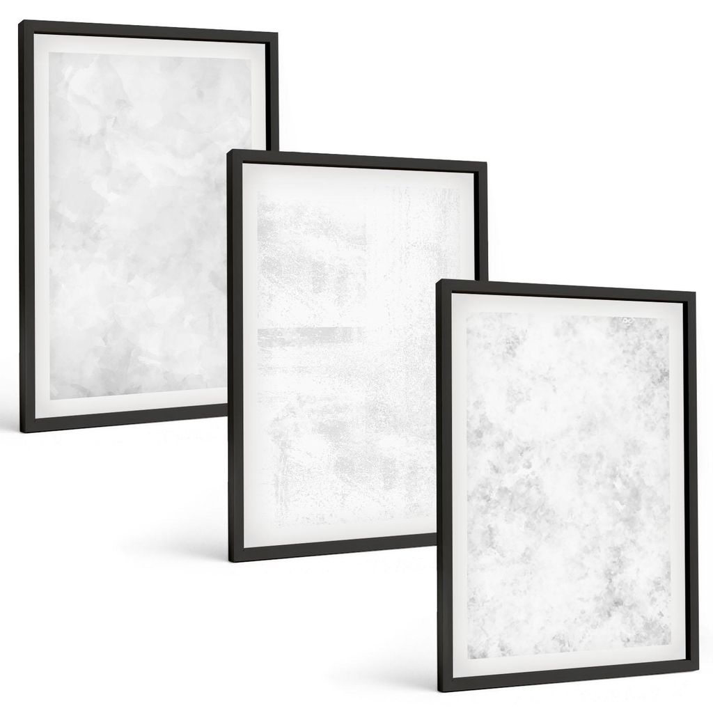 Bilder Set 3-teilig im schwarzen Rahmen – Wandbilder 3 Stück – gerahmte Poster für Wohnzimmer, Schlafzimmer und Flur – 40x60 cm – Minimal...