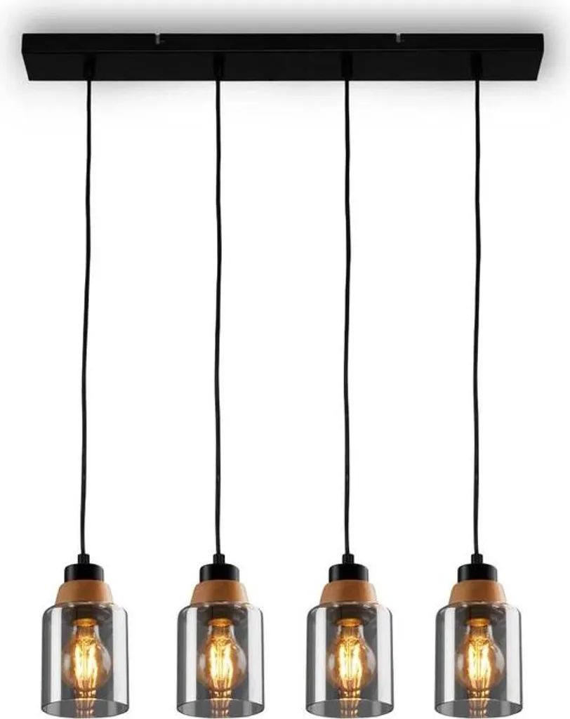 Éclairage de table sans éblouissement : suspension bois et verre fumé