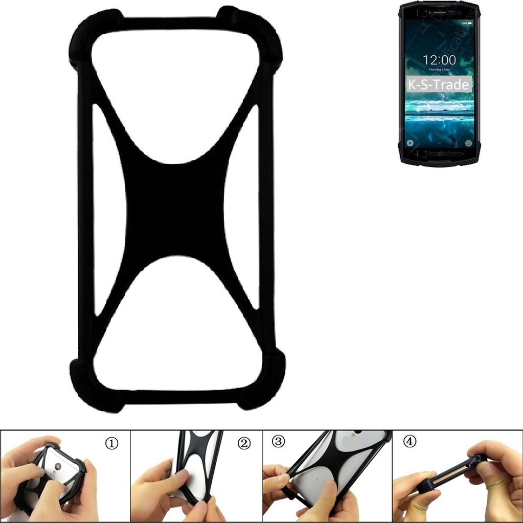 K-S-Trade Handy-Hülle Schutz-Hülle kompatibel mit Doogee S55 Silikon Bumper TPU Softcase Smartphone Stoßschutz, schwarz