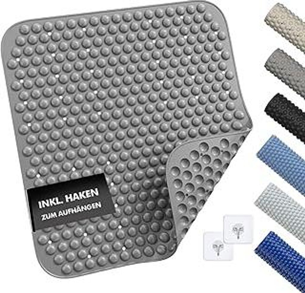 MP LivingAntirutschmatte Dusche – 53x53?cm Duschmatte aus TPE – 100?% BPA-frei, rutschfest & hygienisch – für Sensible Haut – inkl. 2 Hake...