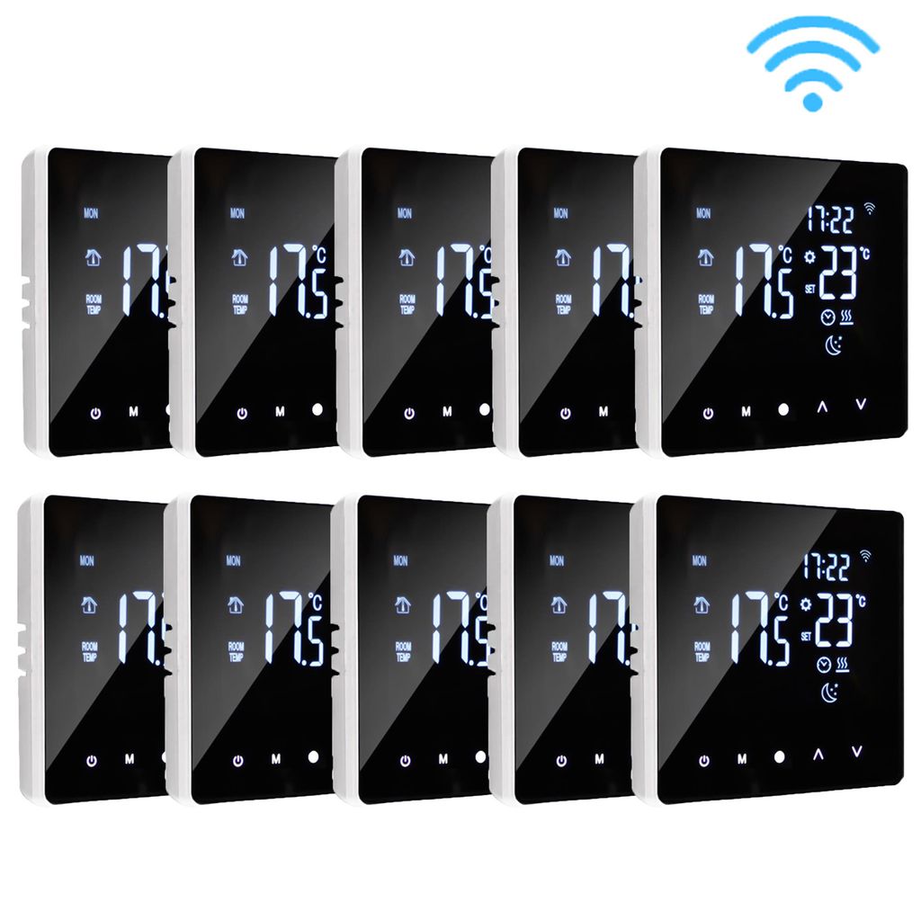 10X Smart WiFi Thermostat 16A Elektroheizung Raumthermostat Fussbodenheizung LCD-Display Touchscreen programmierbar Innenthermometer App-Steuerung