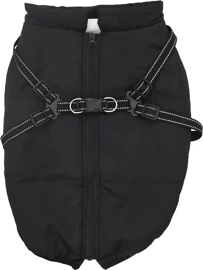 Offerta Cappotto Cani con Imbracatura vidaXL L48 Nero - Impermeabile