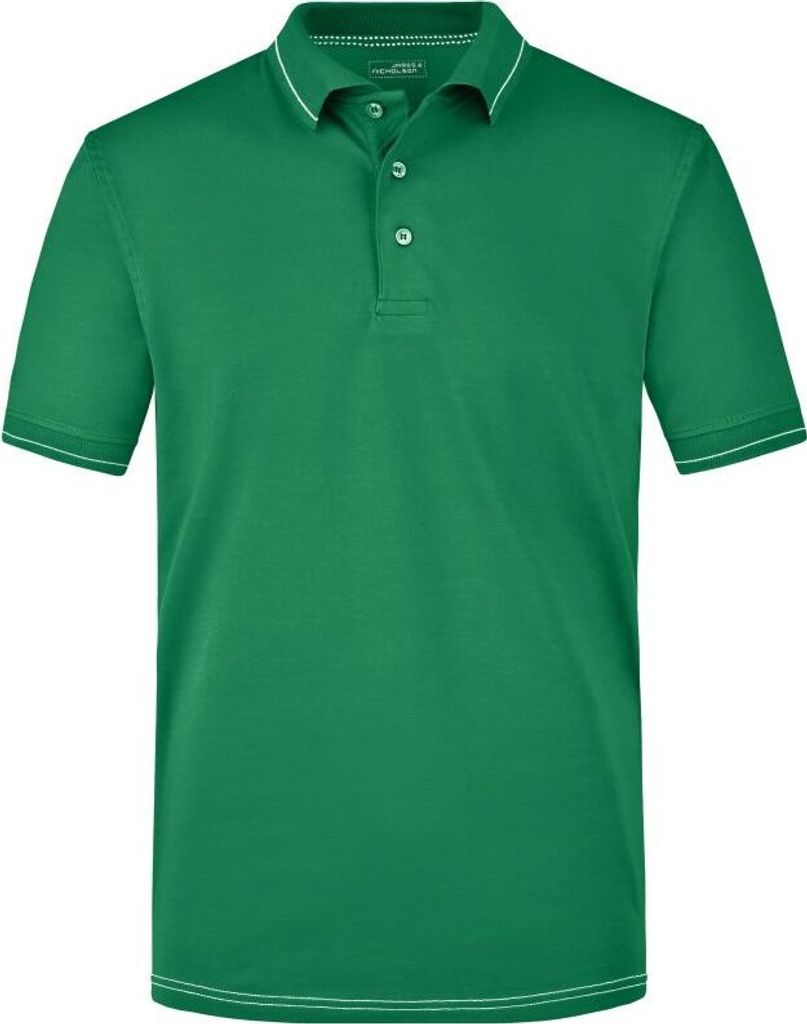 Hochwertiges Poloshirt mit Kontraststreifen irish-green/white, Gr. 3XL