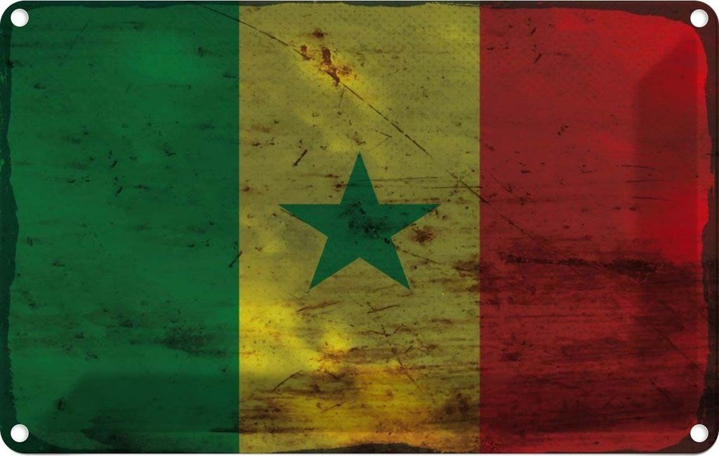 vianmo Blechschild 12x18 cm Senegal Rost Flagge Fahne Wappen