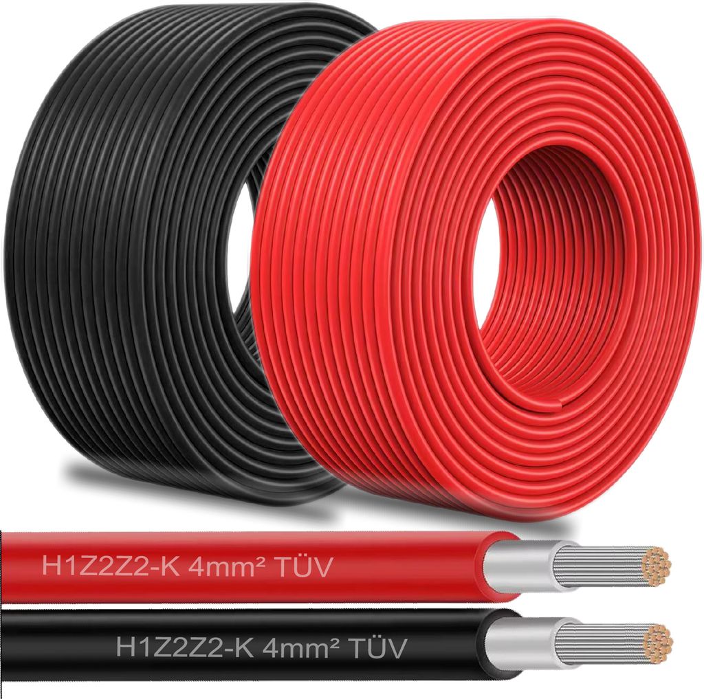 Solar Solarleitung Solarkabel 5-100m 4mm² PV Kabel für Solarmodule Farbe:Schwarz;Länge:50 M inkl. 0% MwSt. gem. § 12 Abs. 3 UStG