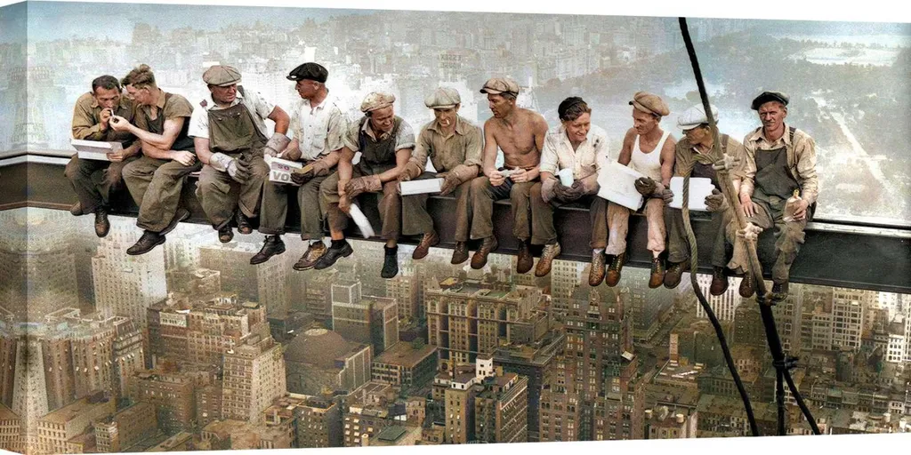 Décoration Murale Vintage : Photo sur Toile Ouvriers New York 140x70cm