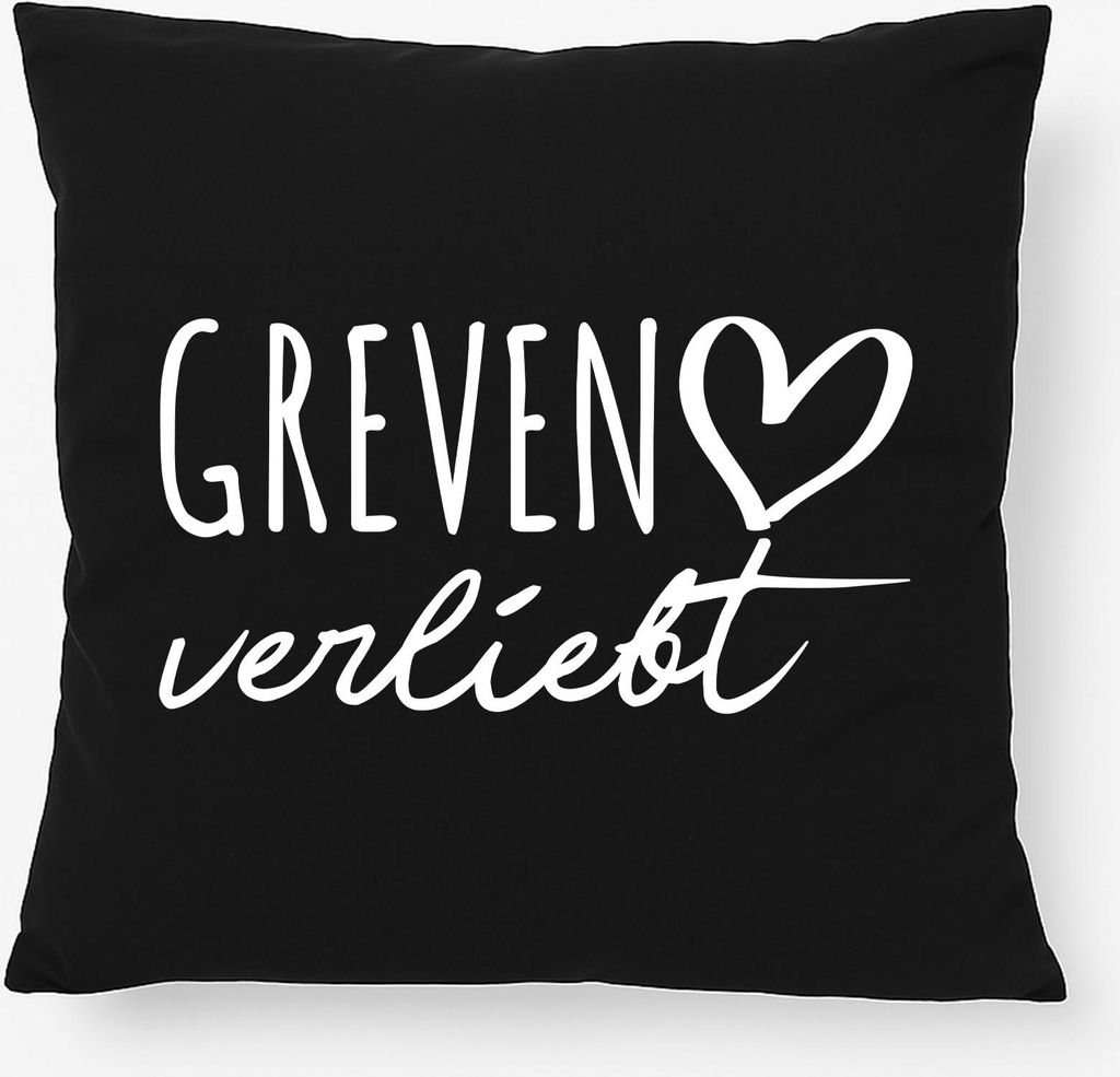 Huuraa Kissen Greven verliebt 40x40cm mit Füllung Black Baumwolle Dekokissen Geschenkidee