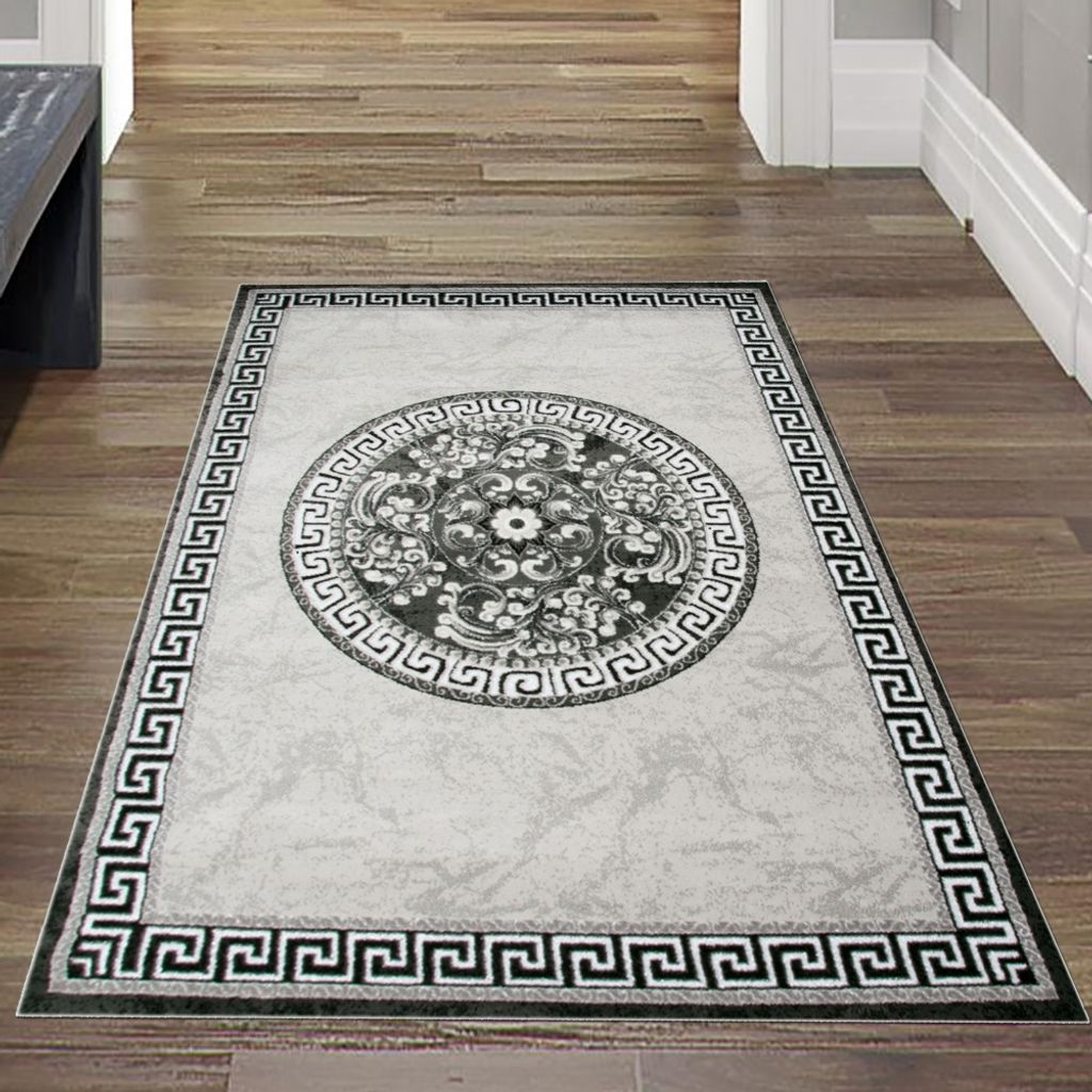 Orientteppich mit Glitzergarn in grau creme Größe - 80 x 150 cm
