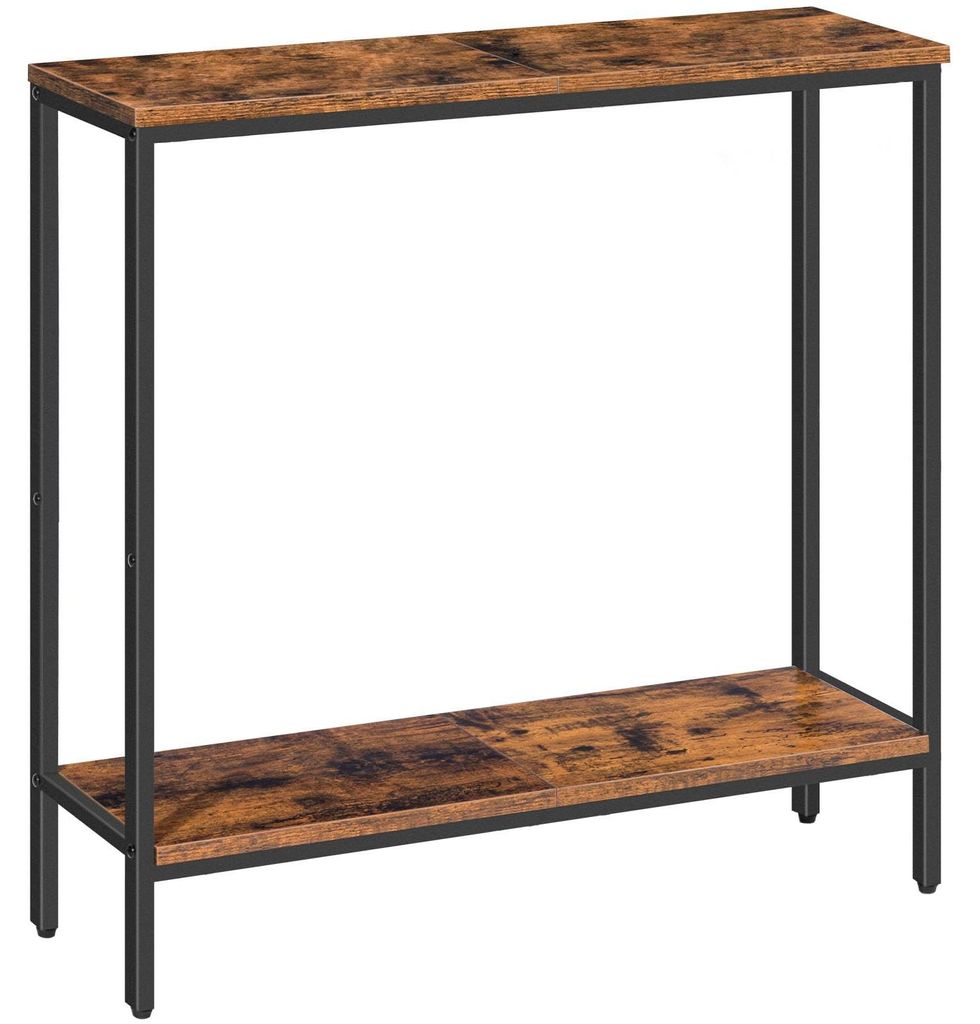 Schmaler Konsolentisch mit Ablage, 75 x 22 x 75 cm, Beistelltisch, Eingangsbereich-Konsole, kleiner Präsentationstisch, Couchtisch für kleine Rä...
