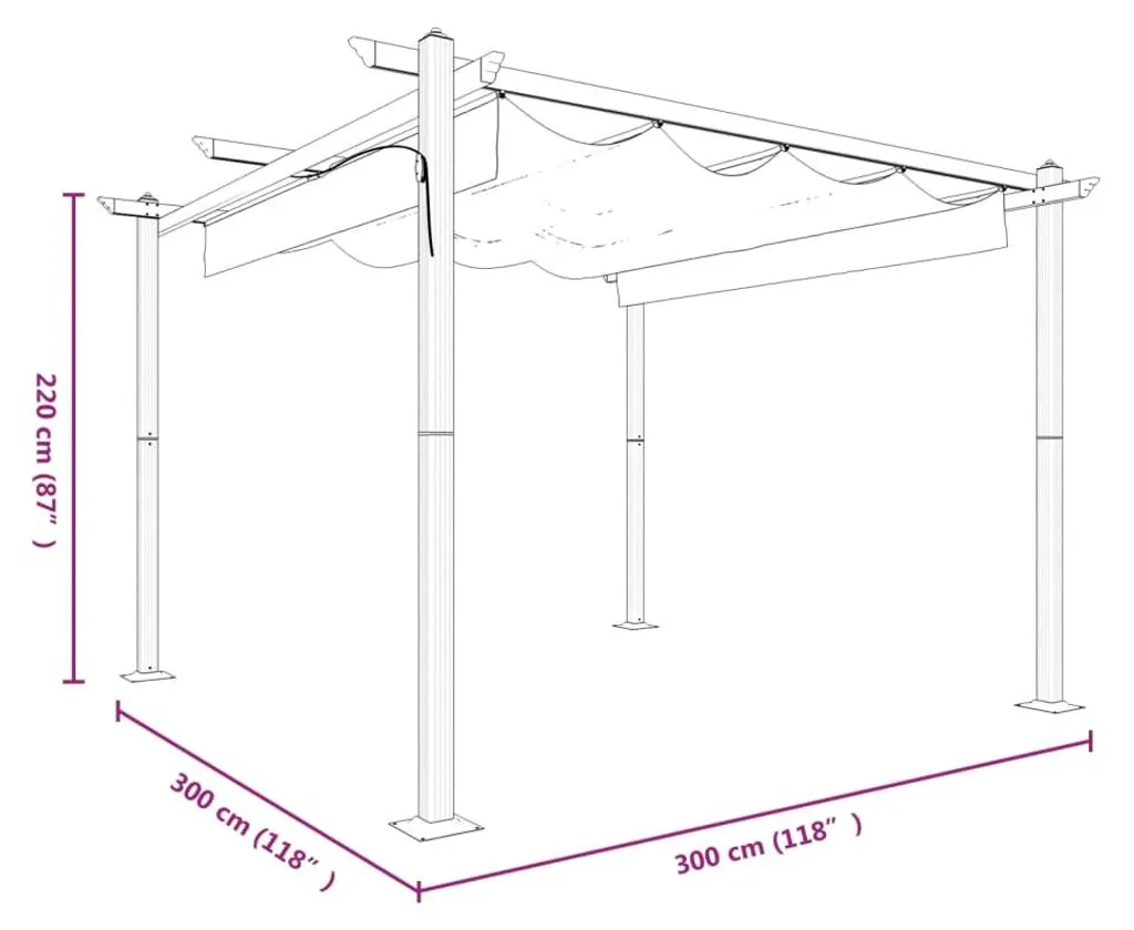 Pavillon Toit Extensible 3x3 m Crème, Tonnelle Acier Stable - 8