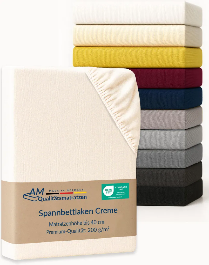 Lenzuolo con angoli 200x200 Cotone Jersey Crema AM Qualitätsmatratzen