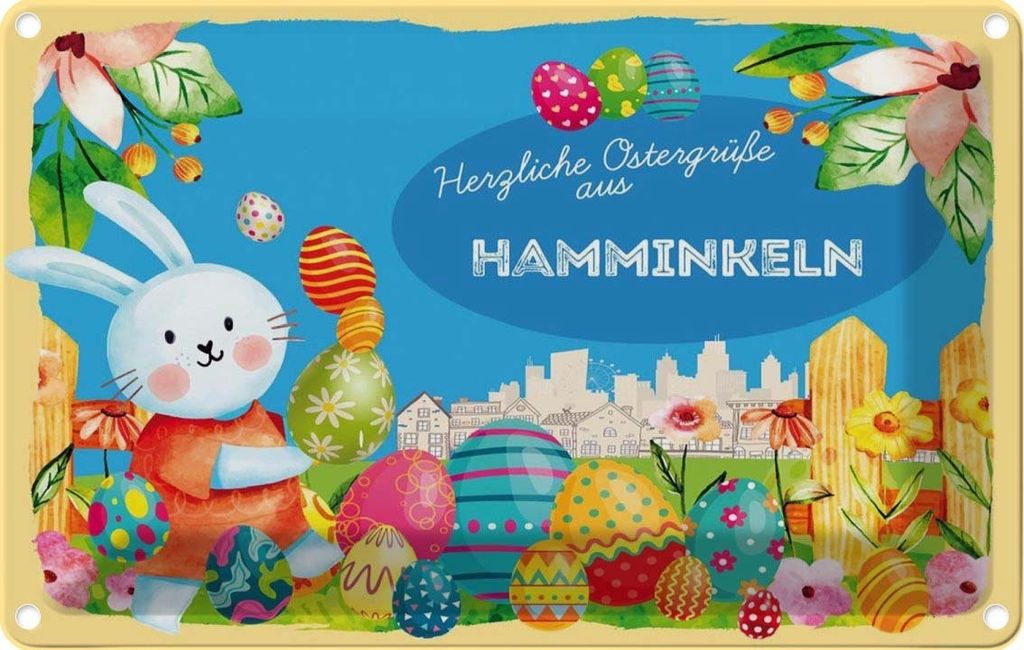 vianmo Blechschild 20x30 cm Ostergrüße HAMMINKELN Ostern Gruß