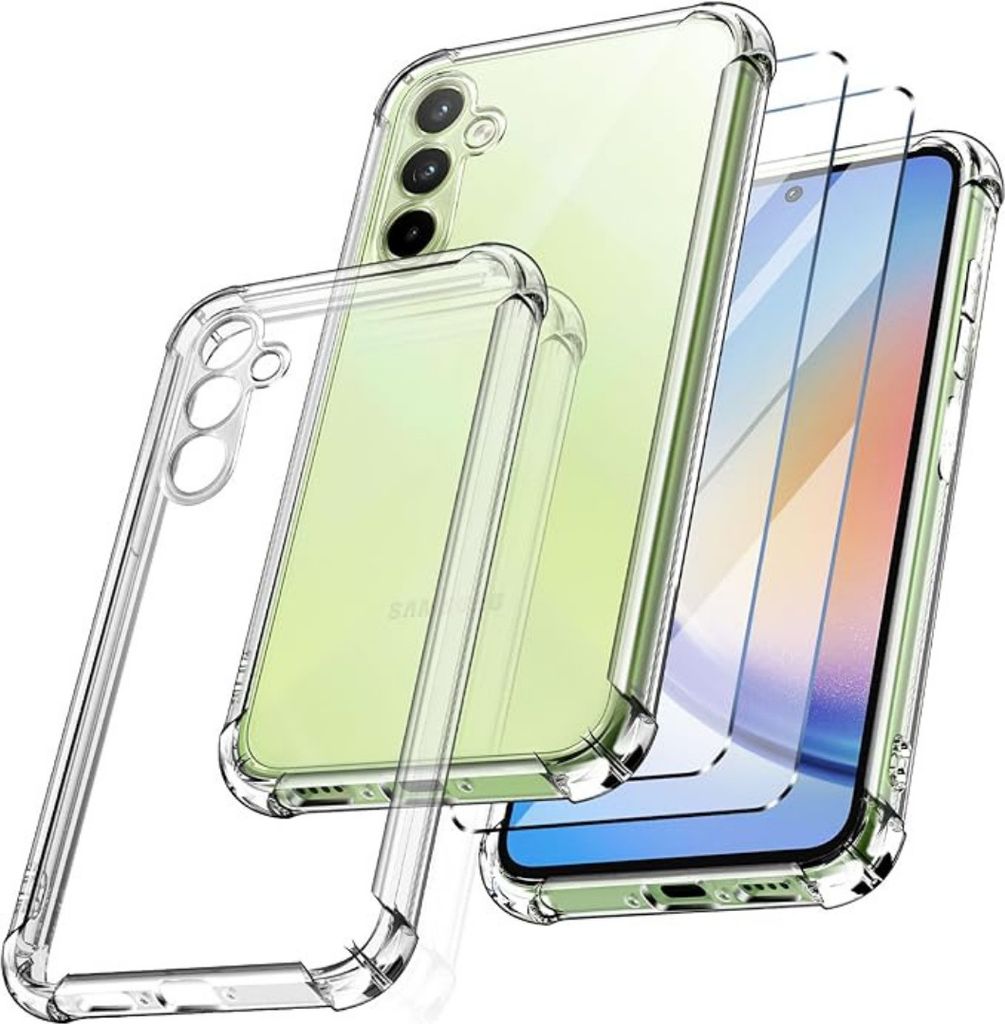 TPU Hülle + 2X 9H Schutzglas für Samsung Galaxy A35 5G (Transparent)