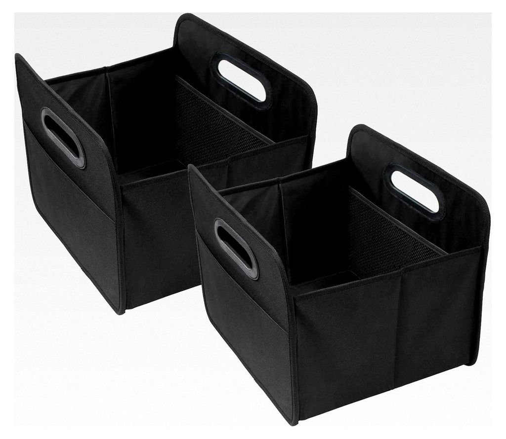 2 Stück Faltbare Kofferraumtasche schwarz mit hoher Tragkraft aus Polyester