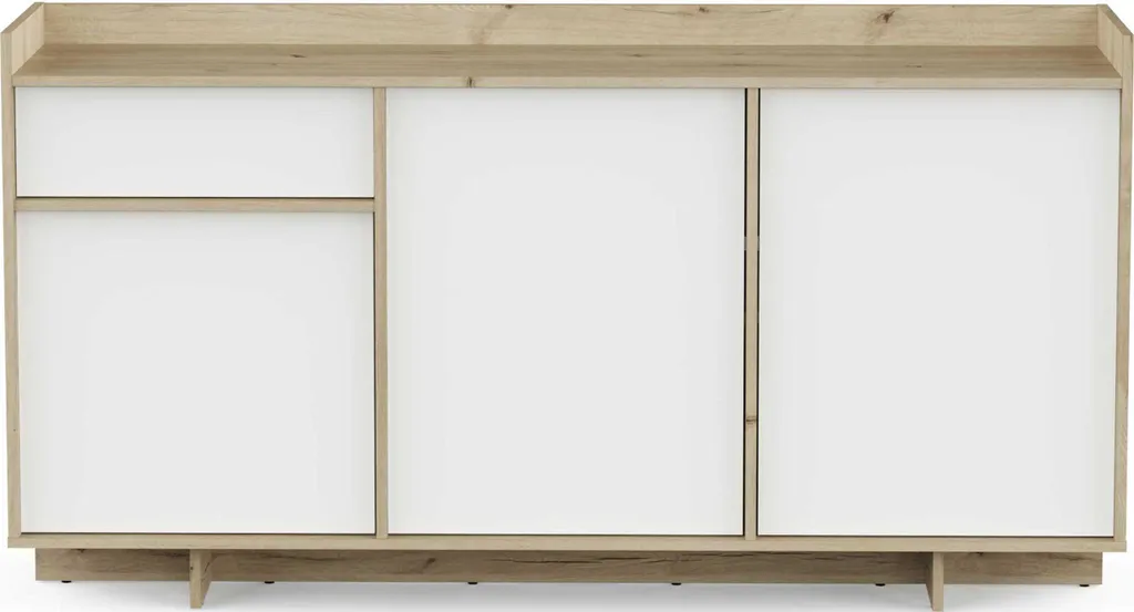 Buffet LEAD CALICOSY 3 Portes 1 Tiroir Chêne Royal et Blanc L157 cm