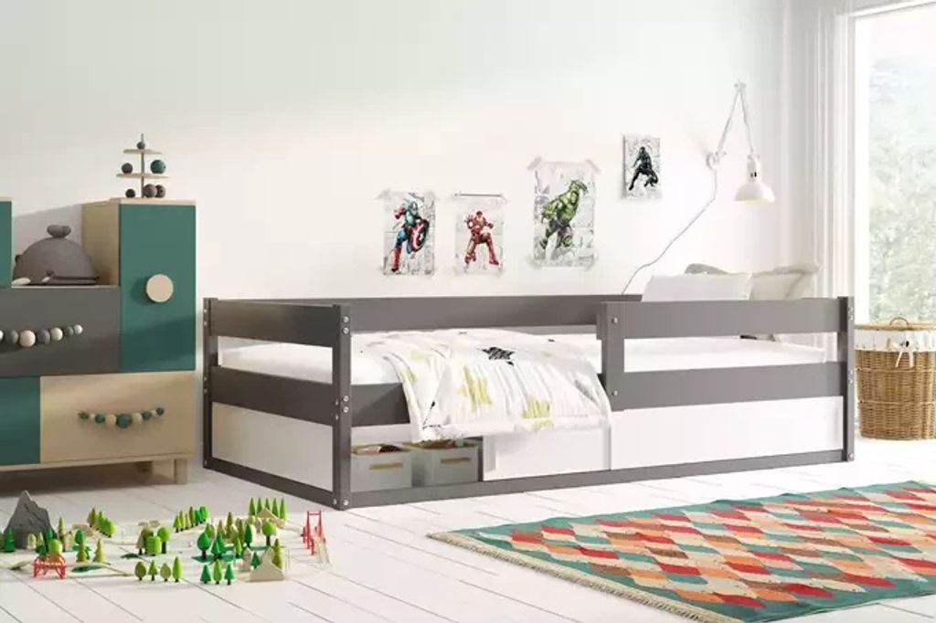 Dětská postel 80x160 ZIXI s matrací a dvířky - grafit Obrázek produktu 