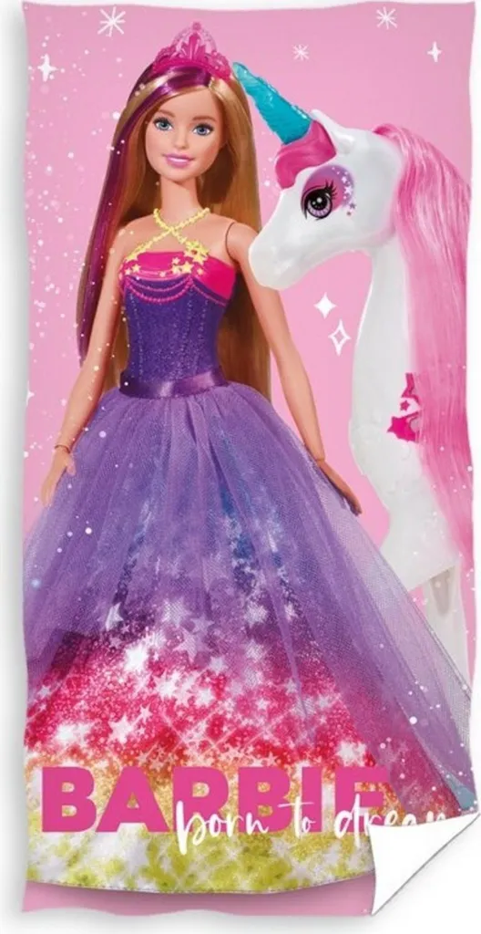Telo Mare Barbie Carbotex 70x140cm in Cotone - Telo Doccia Bambina Rosa