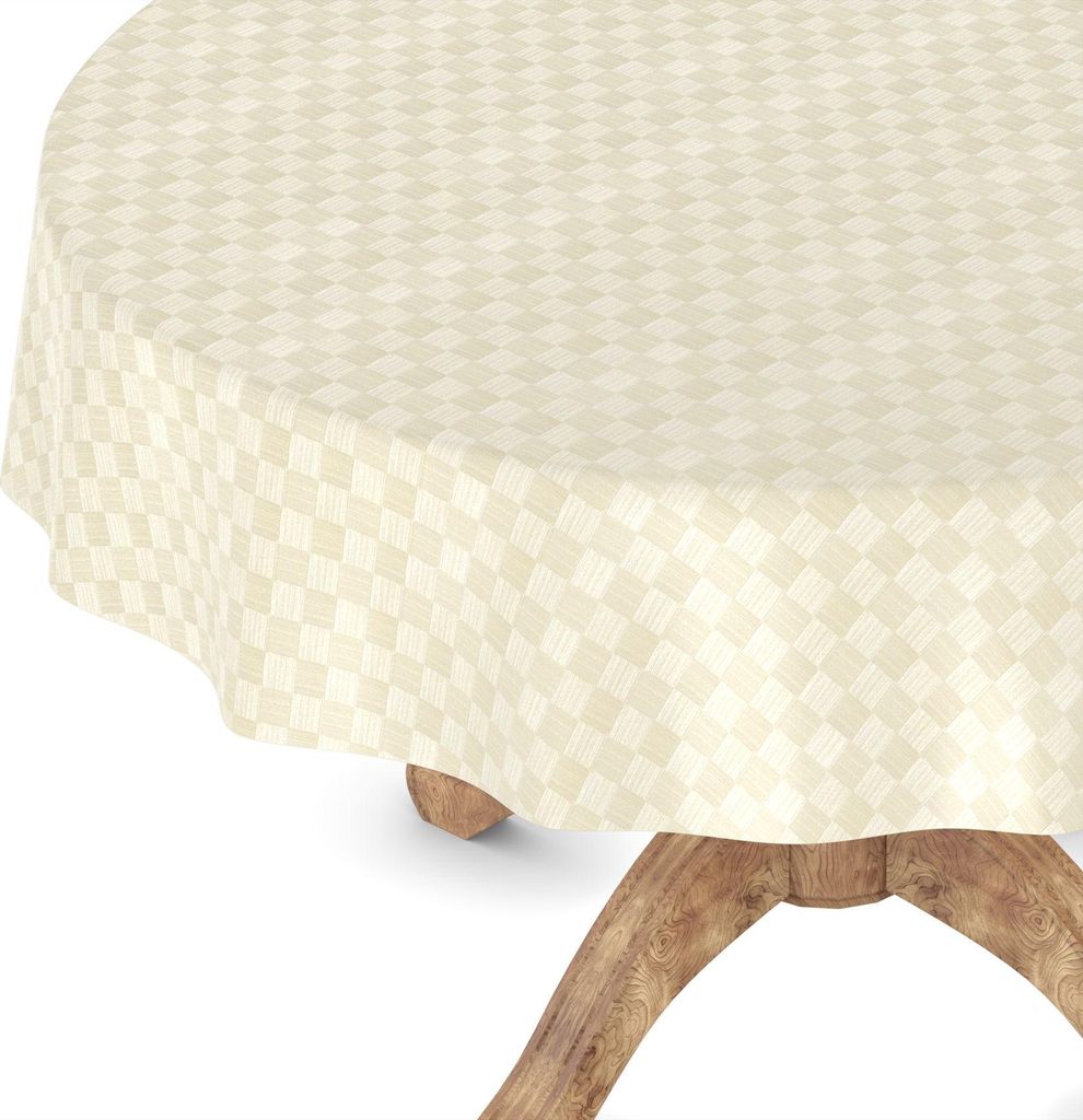 Tischdecke Wachstuchtischdecke Gartentischdecke Wachstischdecke Retro Gelb Wasserabweisend Rund 100 cm mit Schnittkante