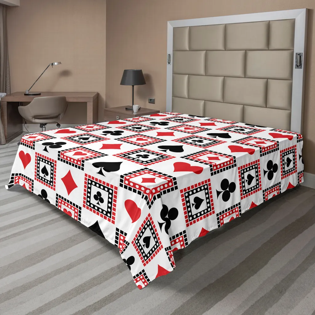 Drap de lit anti-plis 266x260 cm, Textile doux motif Cartes à jouer