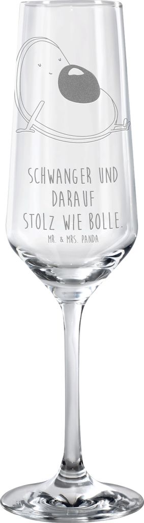 Mr. & Mrs. Panda Glas Avocado Schwangerschaft - Transparent - Geschenk, Baby, Schwanger, Champagnerglas, Flute, Liebe, Sektkelch, Trinkglas, Sektfl...