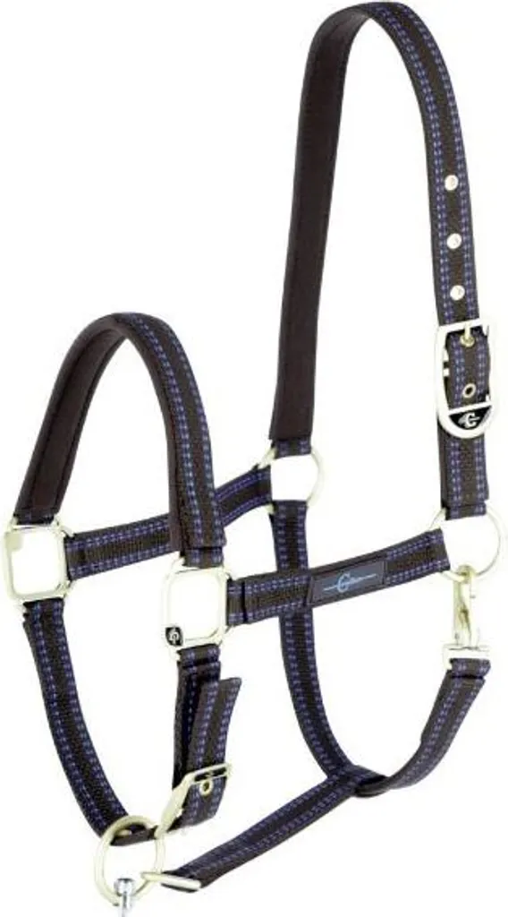 Licol de pansage GoLeyGo 2.0 marron et bleu ciel pour cheval Full