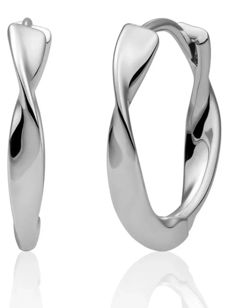 Boucles d'oreilles argent massif EAS28 avec finition torsadée artisanale