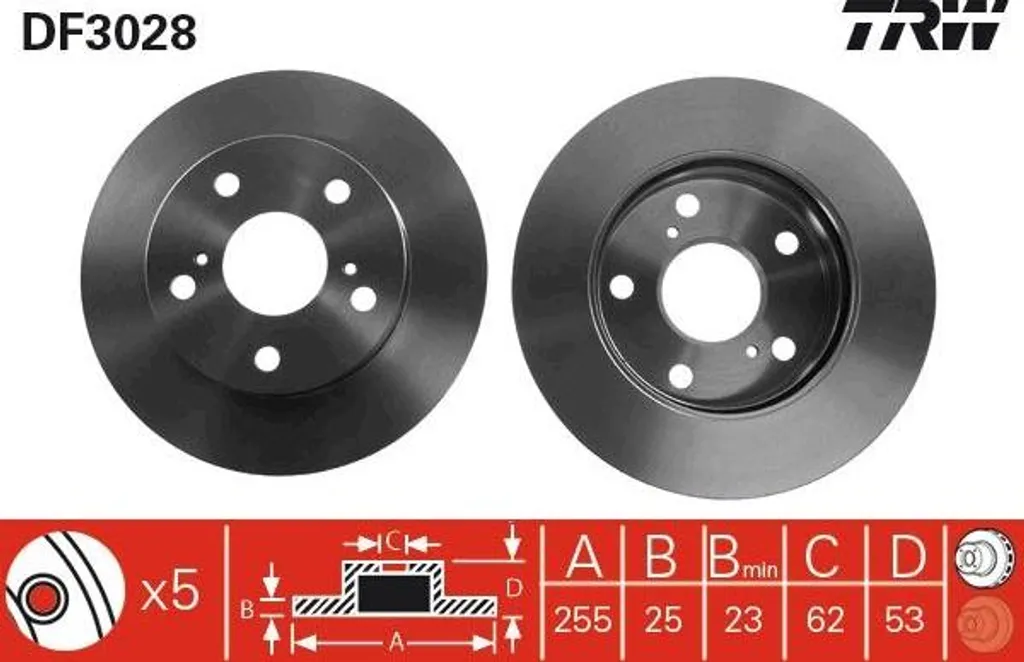 Disque de frein TRW DF3028 OE 4351228060 pour Toyota Previa | Qualité OE