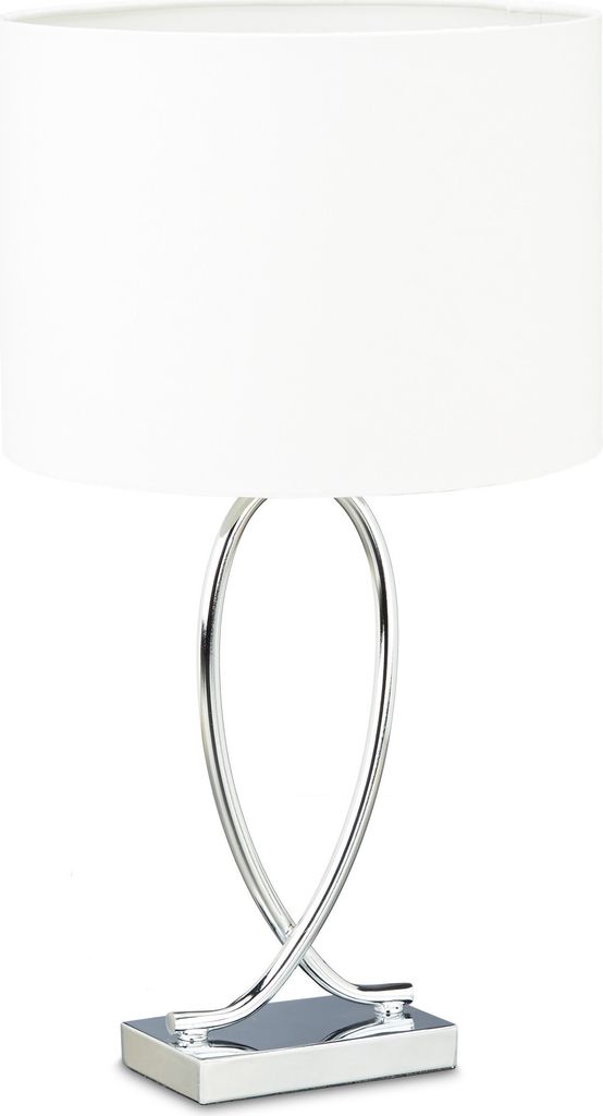Stolní lampa Relaxdays, látkový stínidlo, chromovaná Obrázek produktu 
