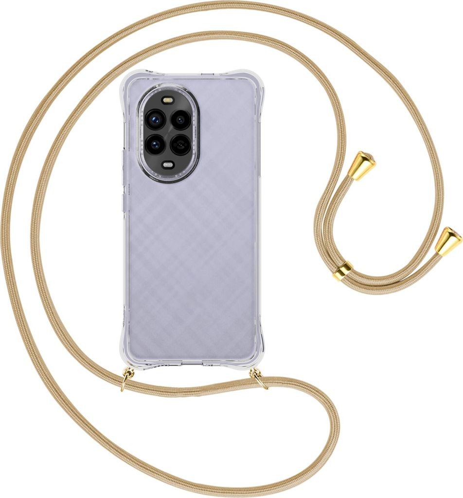 Handykette Backcover-Schutzhülle mit Band (Metall goldfarben) für Huawei Nova 13 Pro 5G - caramel