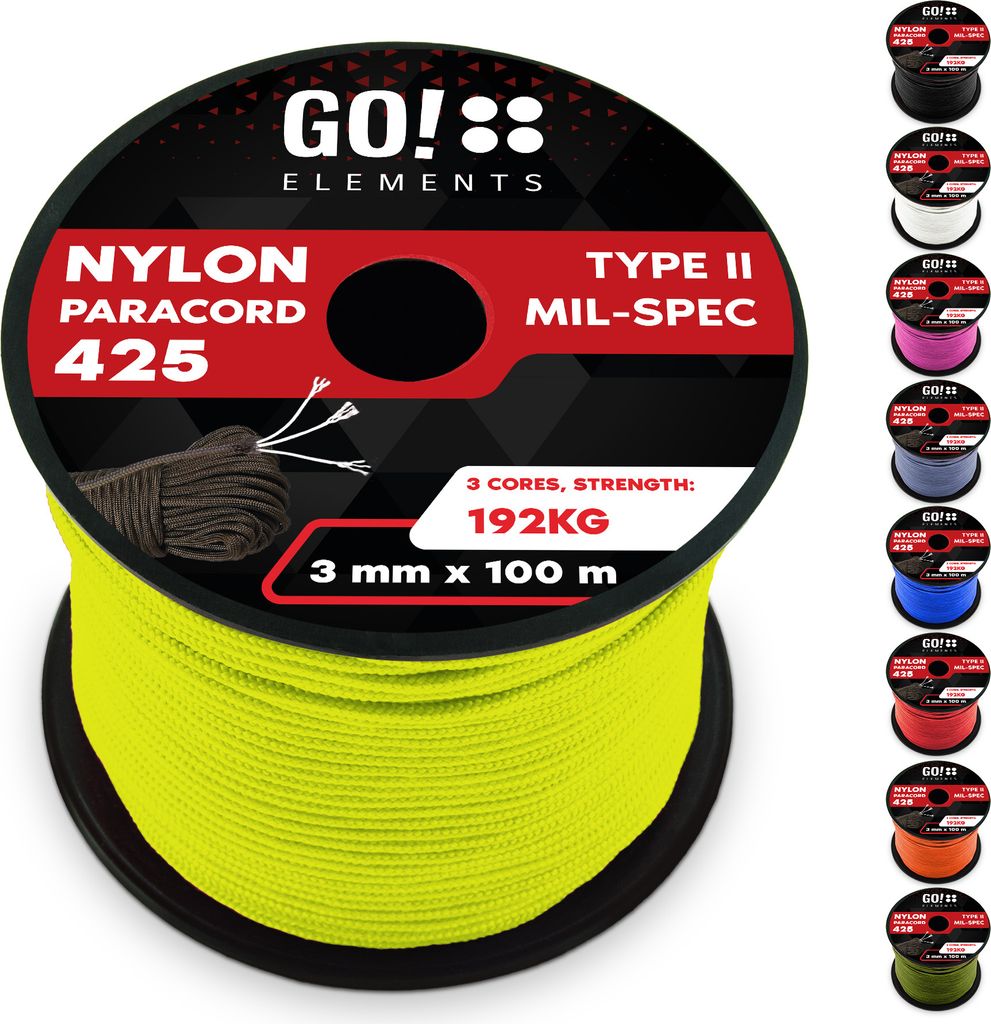 GO!elements 100m Paracord Seil aus reißfestem Nylon - 3mm Produktbild 