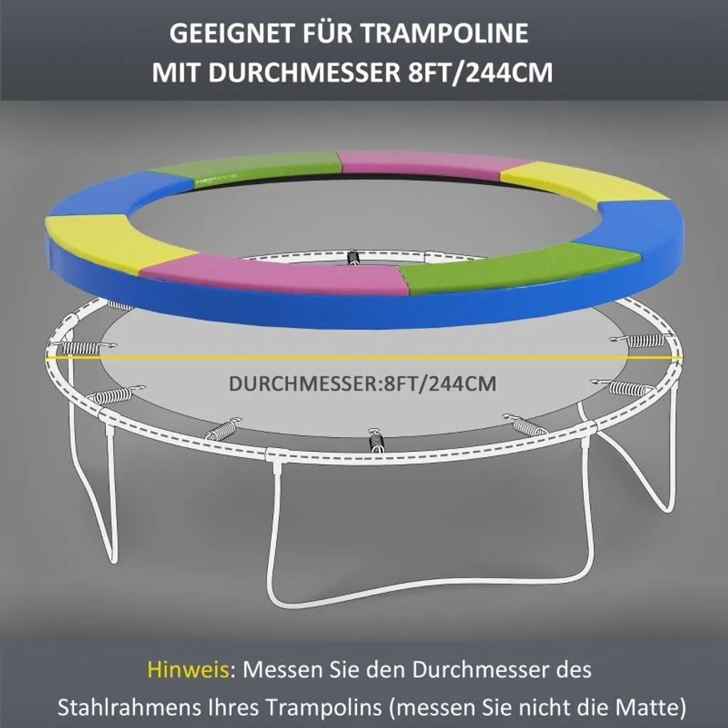 Bâche pour trampoline Ø 244 cm - Couverture d'extérieur résistante UV