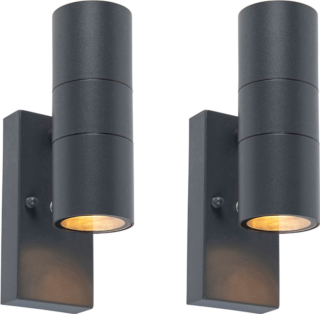 2er Set Außenwandleuchte Dunkelgrau 2 Licht Hell Dunkel Produktbild 