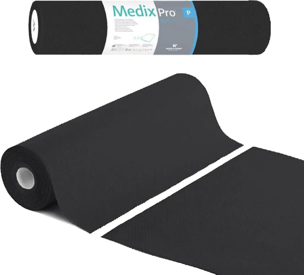 Protection table de massage MedixPro noire 60cm, drap d'examen 100 unités