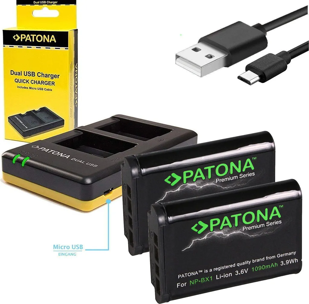 Chargeur Double pour Sony NP-BX1 USB avec 2 Batteries de 1090 mAh