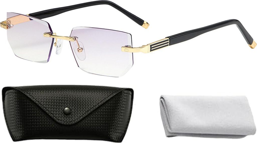 Blaulichtfilterbrille, Randloser Rahmen, Klare Gläser, Lesebrille, Intelligenter Zoom, Blendschutzbrille für Damen und Herren