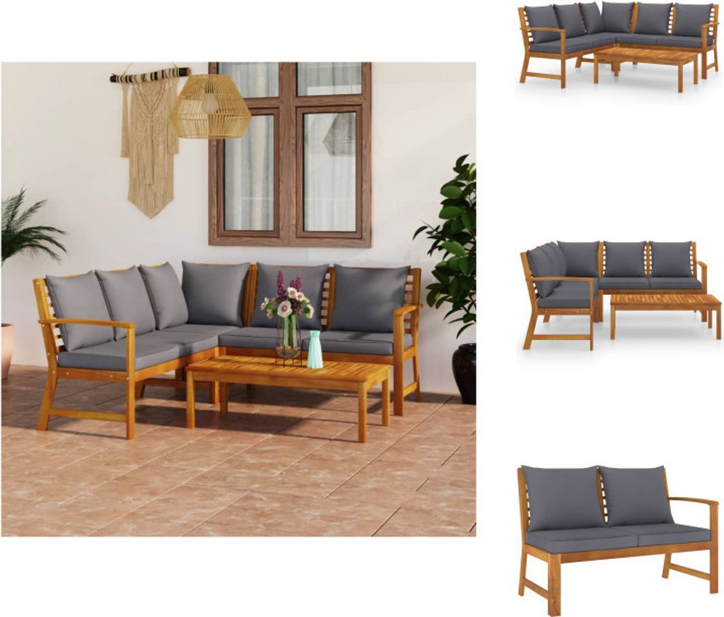 vidaXL 4-tlg. Garten-Lounge-Set mit Auflagen Massivholz Akazie - Gartenmöbel-Sets