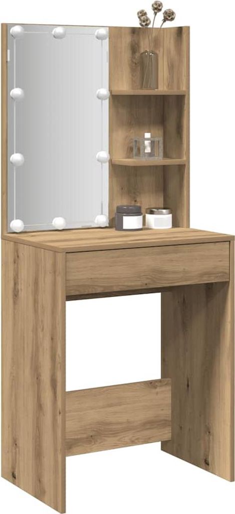 vidaXL Toaletní stolek s LED osvětlením Artisan dub Obrázek produktu 