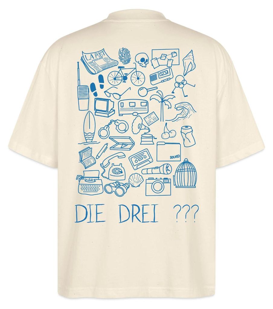 Spreadshirt Die Drei Fragezeichen Vierte Detektivin Ermittler-Set Oversize Uni T-Shirt, L, Natur