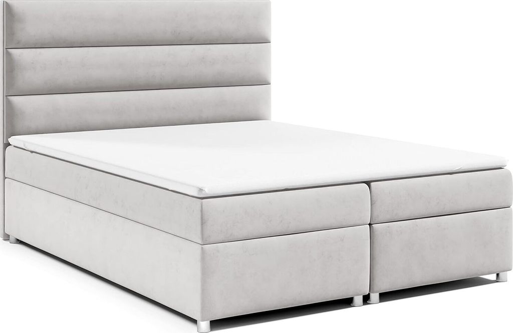 Best for Home Boxspringbett mit Bettkasten Trinity K-1 Bonellfederkern inkl. Topper, mit Lieferung, Aufbau & Entsorgung 140x200-Silber